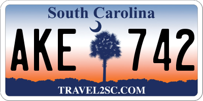 SC license plate AKE742