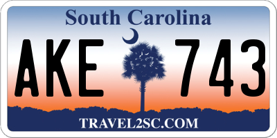 SC license plate AKE743