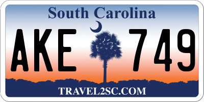 SC license plate AKE749