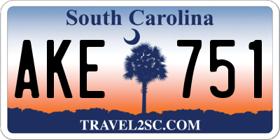 SC license plate AKE751