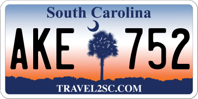 SC license plate AKE752