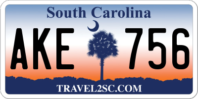 SC license plate AKE756