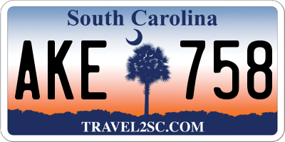 SC license plate AKE758