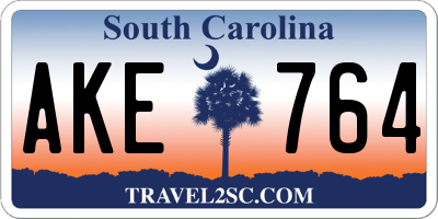 SC license plate AKE764