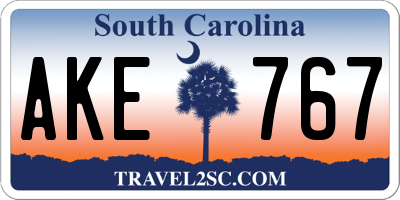 SC license plate AKE767