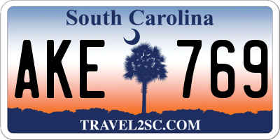 SC license plate AKE769