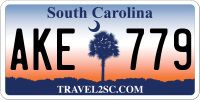 SC license plate AKE779