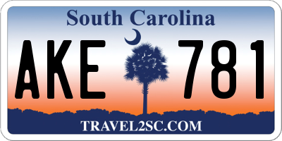 SC license plate AKE781