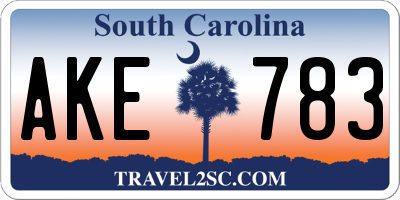 SC license plate AKE783