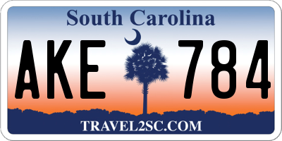 SC license plate AKE784