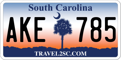 SC license plate AKE785