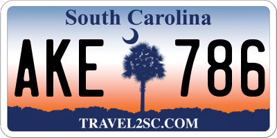 SC license plate AKE786