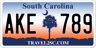 SC license plate AKE789