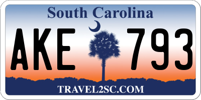SC license plate AKE793