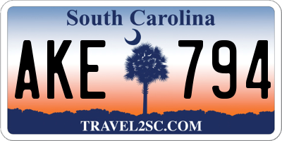 SC license plate AKE794