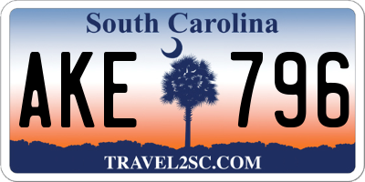 SC license plate AKE796