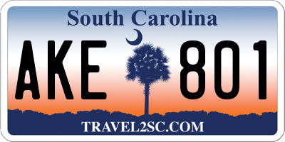 SC license plate AKE801