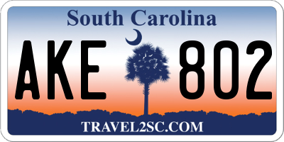 SC license plate AKE802