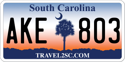 SC license plate AKE803