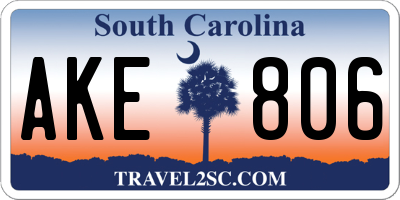 SC license plate AKE806