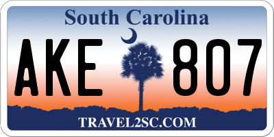 SC license plate AKE807