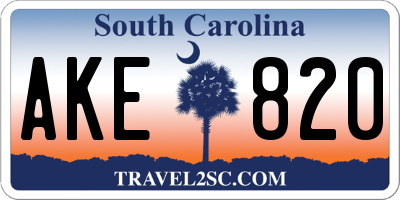 SC license plate AKE820
