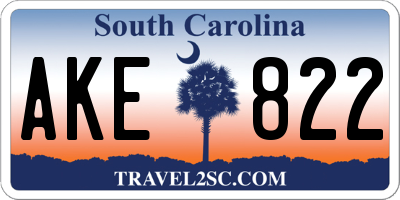 SC license plate AKE822