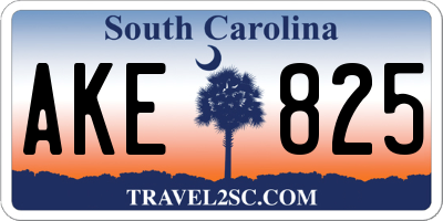 SC license plate AKE825