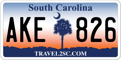 SC license plate AKE826