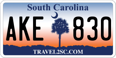 SC license plate AKE830