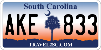SC license plate AKE833