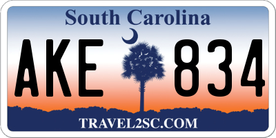 SC license plate AKE834