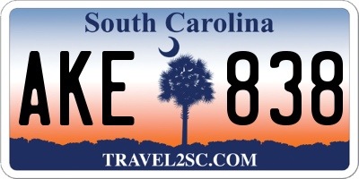 SC license plate AKE838