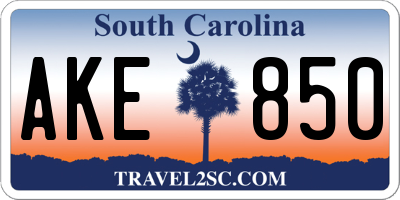 SC license plate AKE850