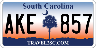 SC license plate AKE857