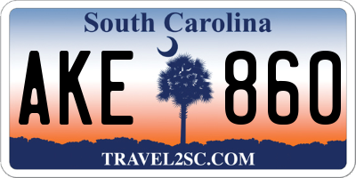 SC license plate AKE860