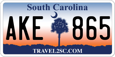 SC license plate AKE865