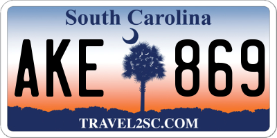 SC license plate AKE869