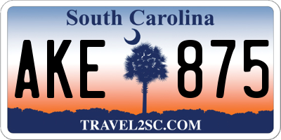 SC license plate AKE875
