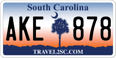 SC license plate AKE878