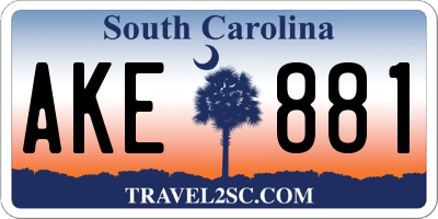 SC license plate AKE881