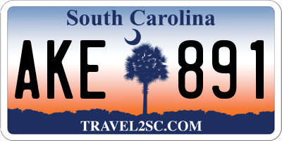 SC license plate AKE891