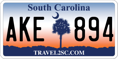 SC license plate AKE894