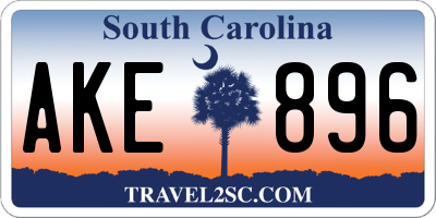 SC license plate AKE896