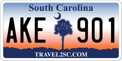 SC license plate AKE901