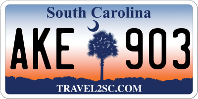 SC license plate AKE903