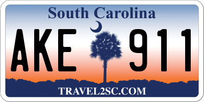SC license plate AKE911