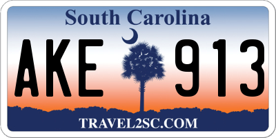 SC license plate AKE913
