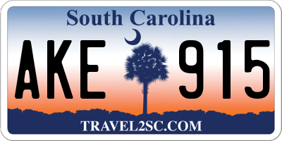 SC license plate AKE915