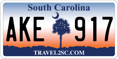 SC license plate AKE917